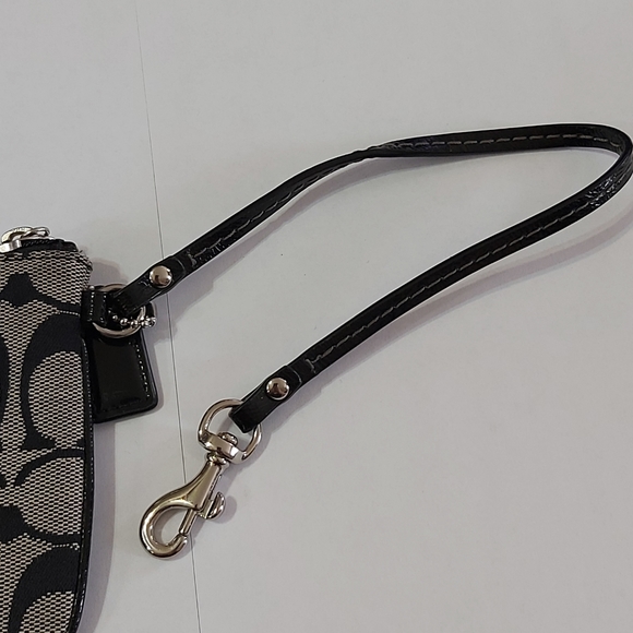 Coach Grey/Black Canvas Wristlet - Picture 5 of 16
